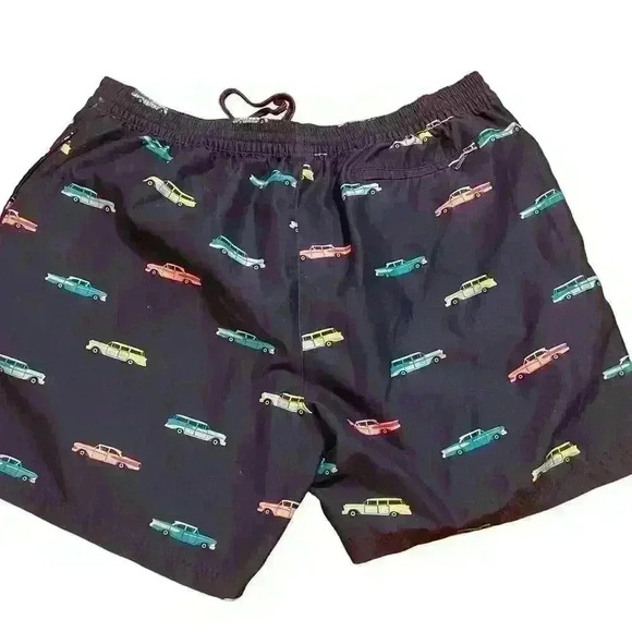 Caribbean Swimwear Swim Trunks Mens Size XXL 2XL Blue Classic Car Allover Print - Picture 2 of 6